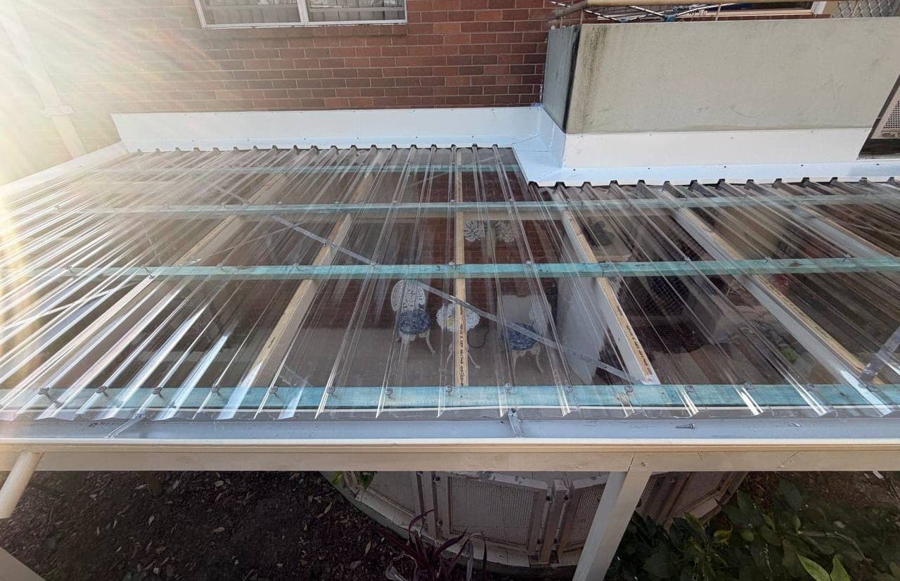 Polycarbonate pergola roof replacement Crown Roofers Riverwood South West Sydney — photo 24 v2