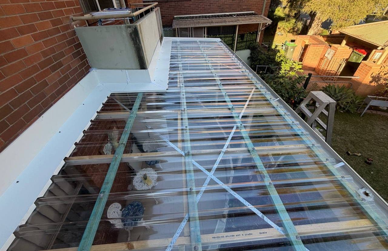 Polycarbonate pergola roof replacement Crown Roofers Riverwood South West Sydney — photo 25 v2