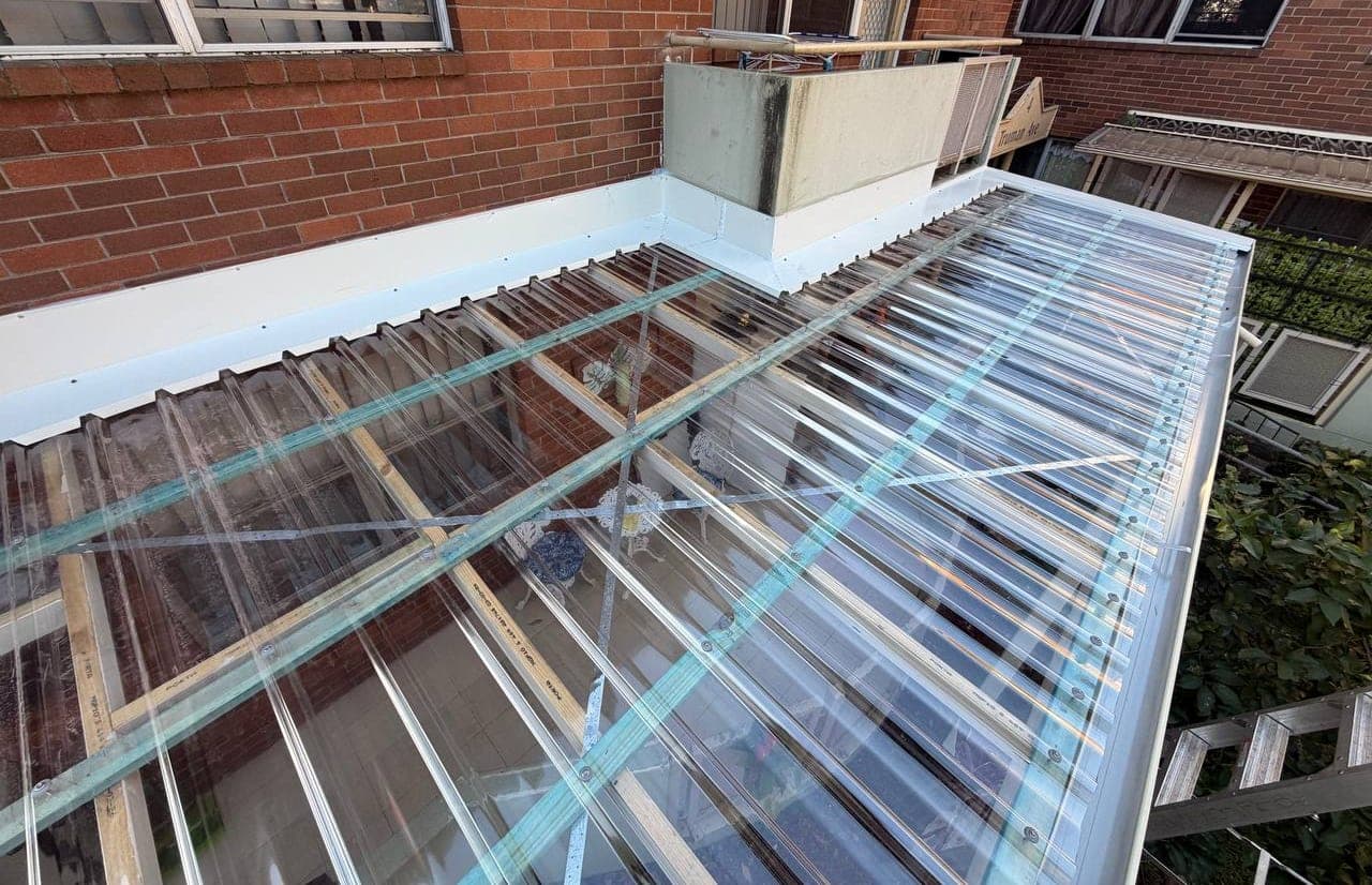 Polycarbonate pergola roof replacement Crown Roofers Riverwood South West Sydney — photo 26 v2