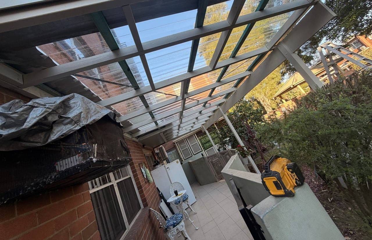 Polycarbonate pergola roof replacement Crown Roofers Riverwood South West Sydney — photo 34 v2