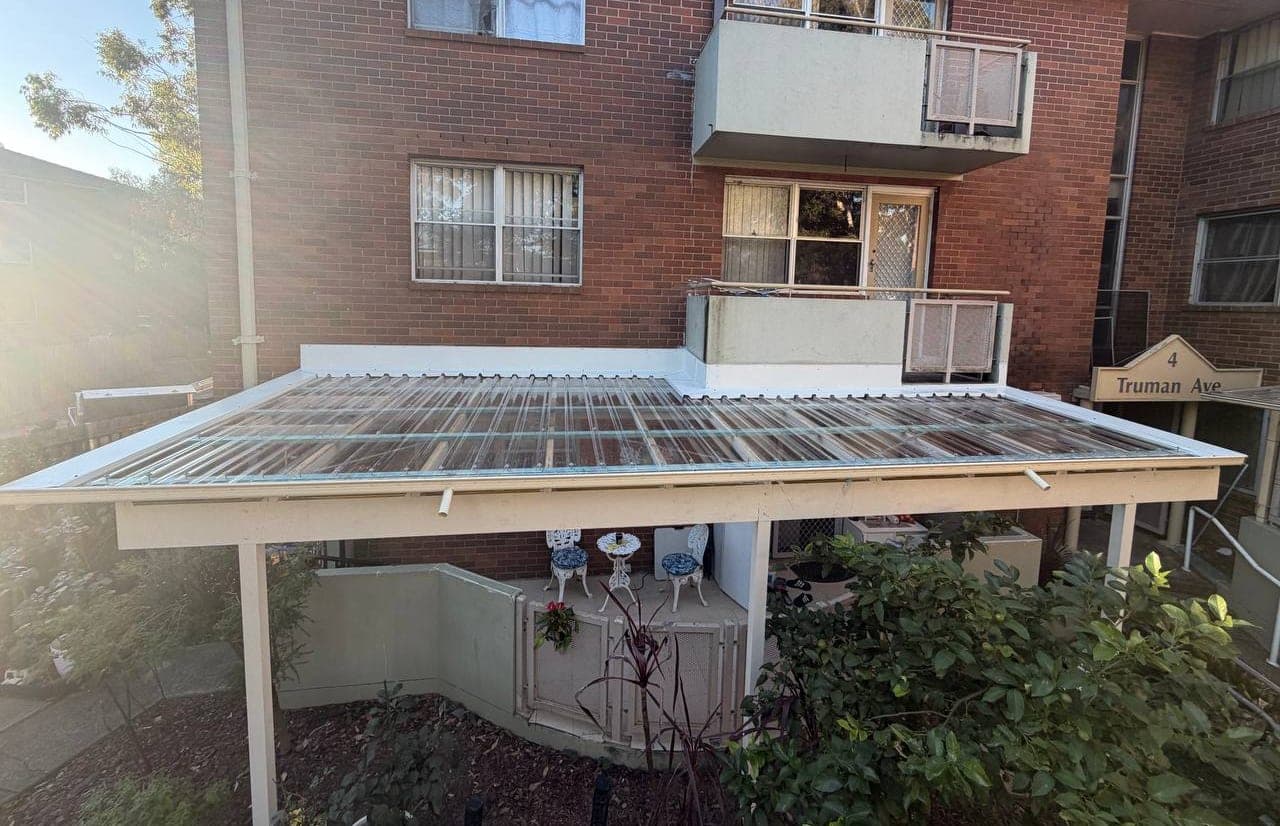 Polycarbonate pergola roof replacement Crown Roofers Riverwood South West Sydney — photo 35 v2