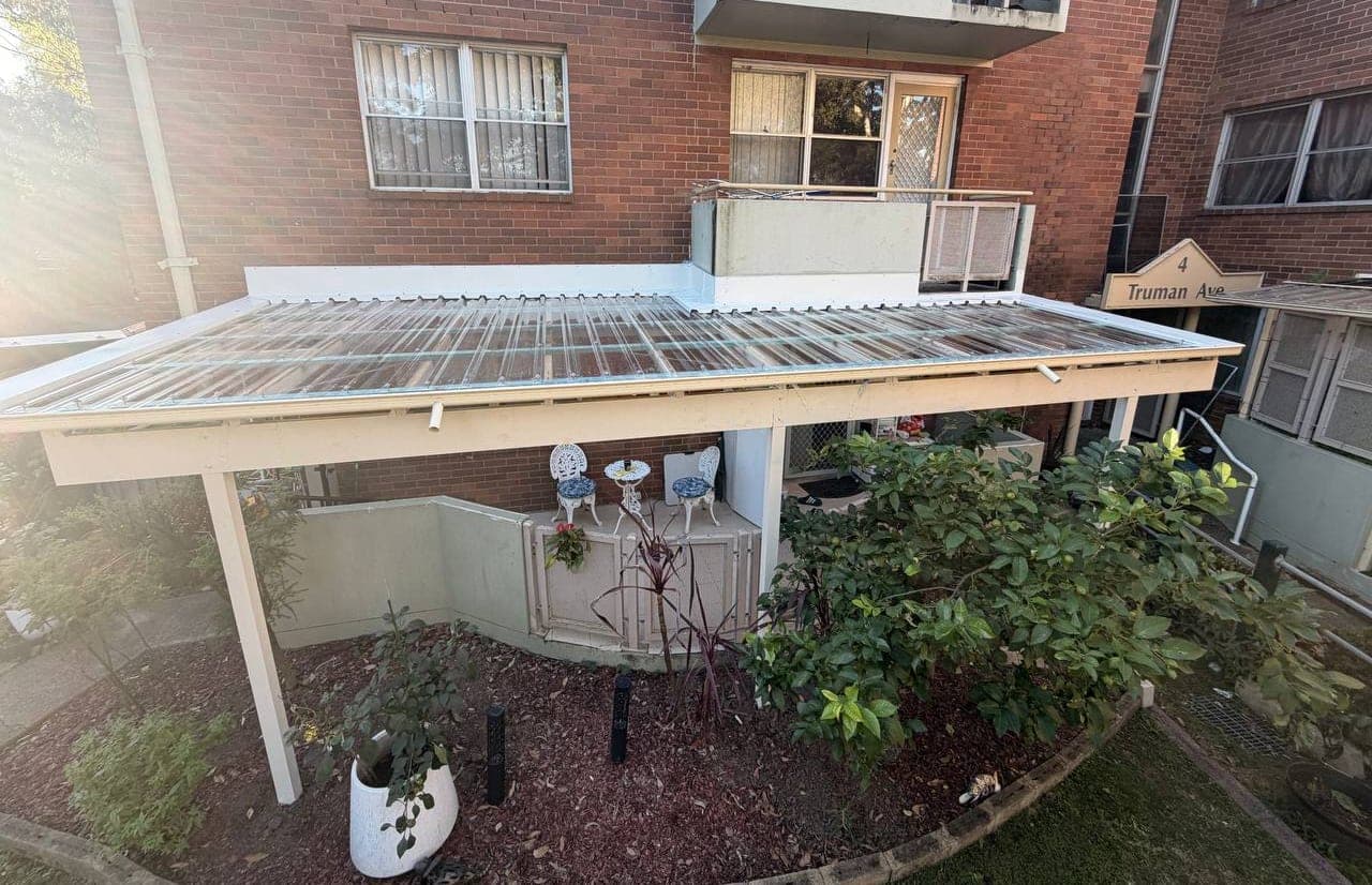 Polycarbonate pergola roof replacement Crown Roofers Riverwood South West Sydney — photo 38 v2
