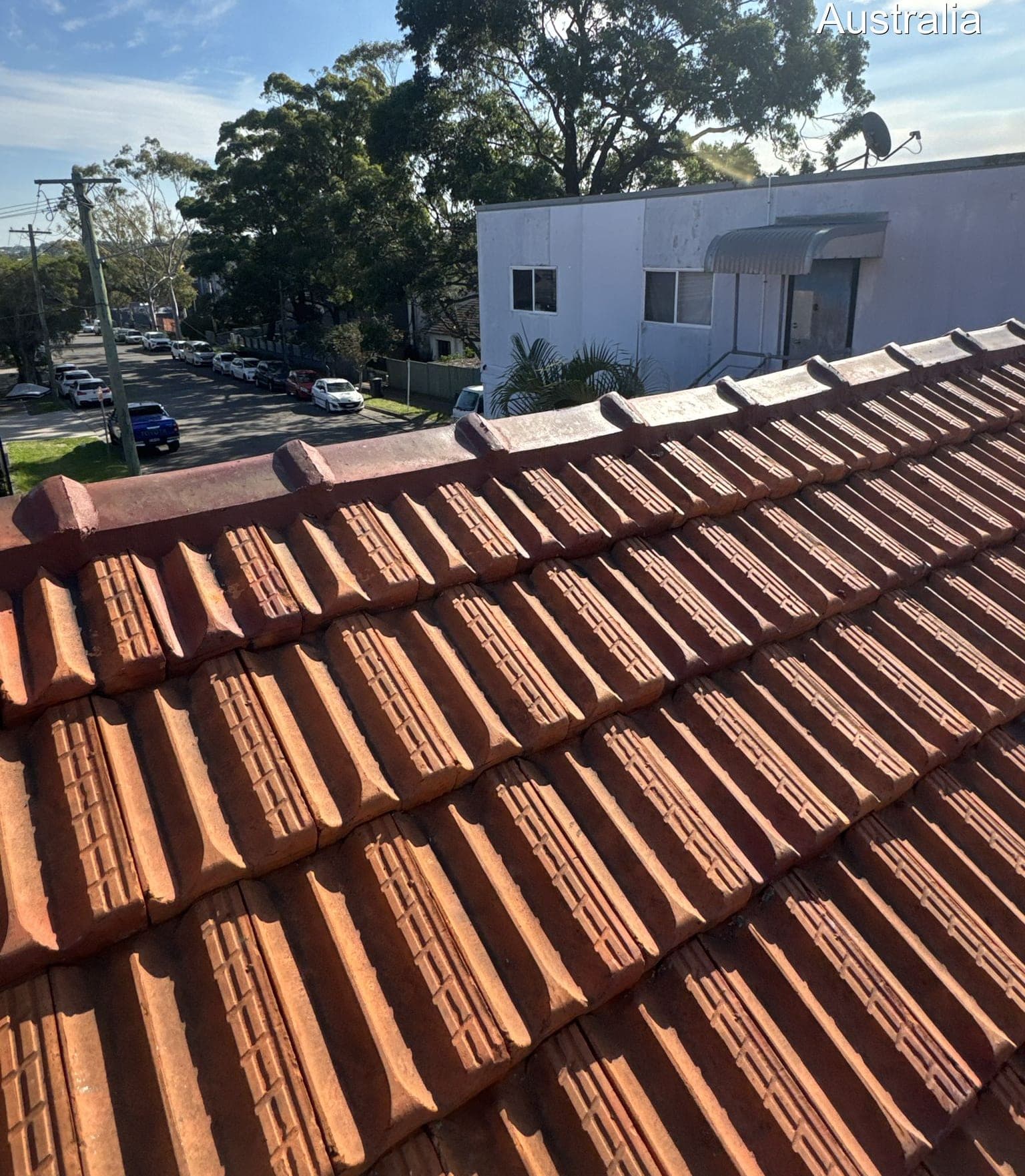 Terracotta tile roof restoration before and after Crown Roofers Belmore Inner West Sydney — after v2