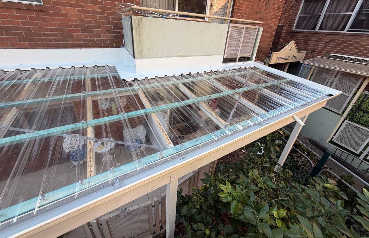 Polycarbonate pergola roof replacement Crown Roofers Riverwood South West Sydney — photo 30 v2