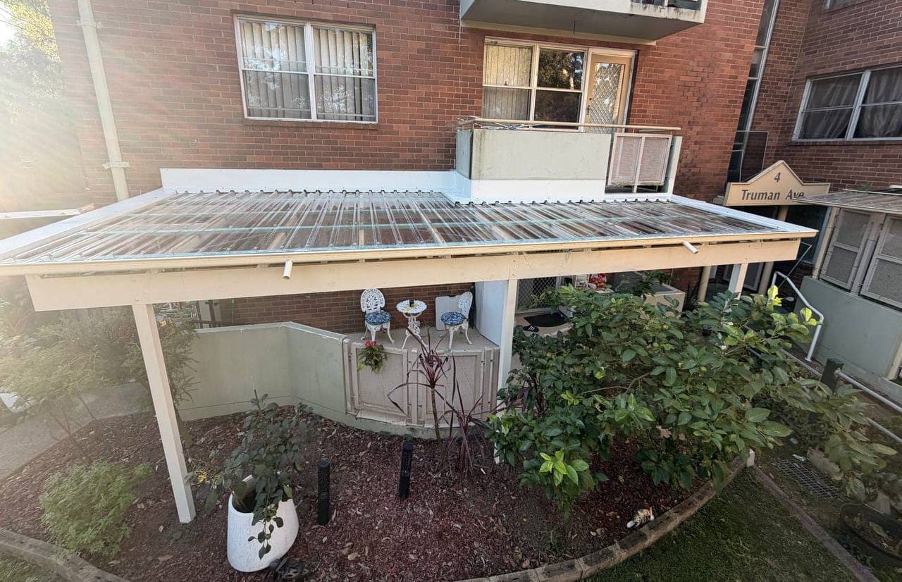 Polycarbonate pergola roof replacement Crown Roofers Riverwood South West Sydney — photo 39 v2