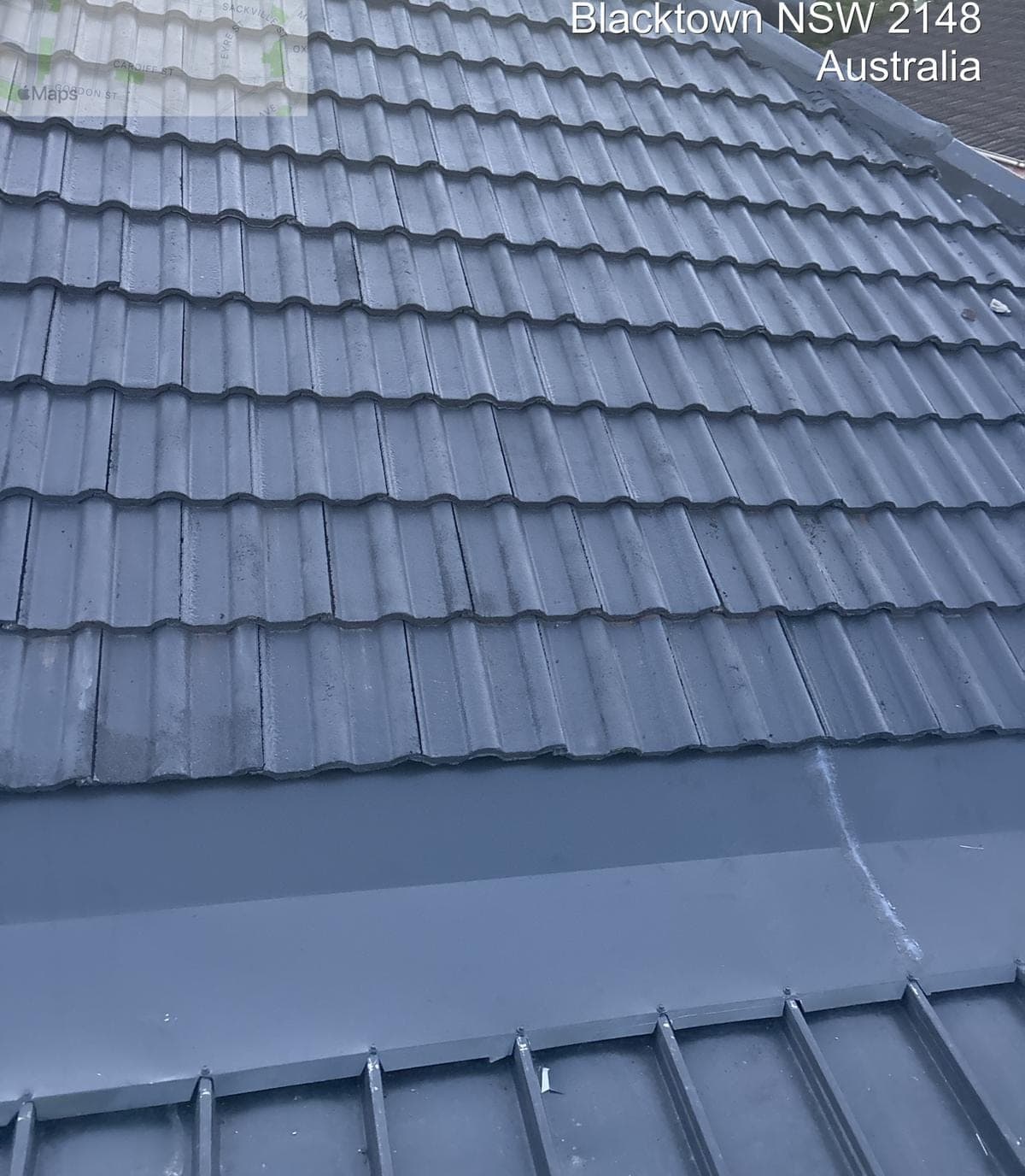 Concrete tile roof restoration with charcoal membrane Crown Roofers Blacktown Western Sydney — photo 4 v2