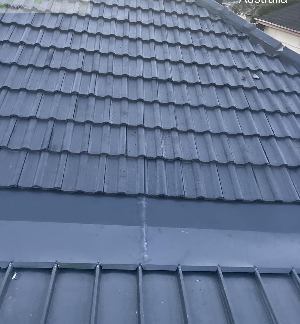 Concrete tile roof restoration with charcoal membrane Crown Roofers Blacktown Western Sydney — photo 6 v2