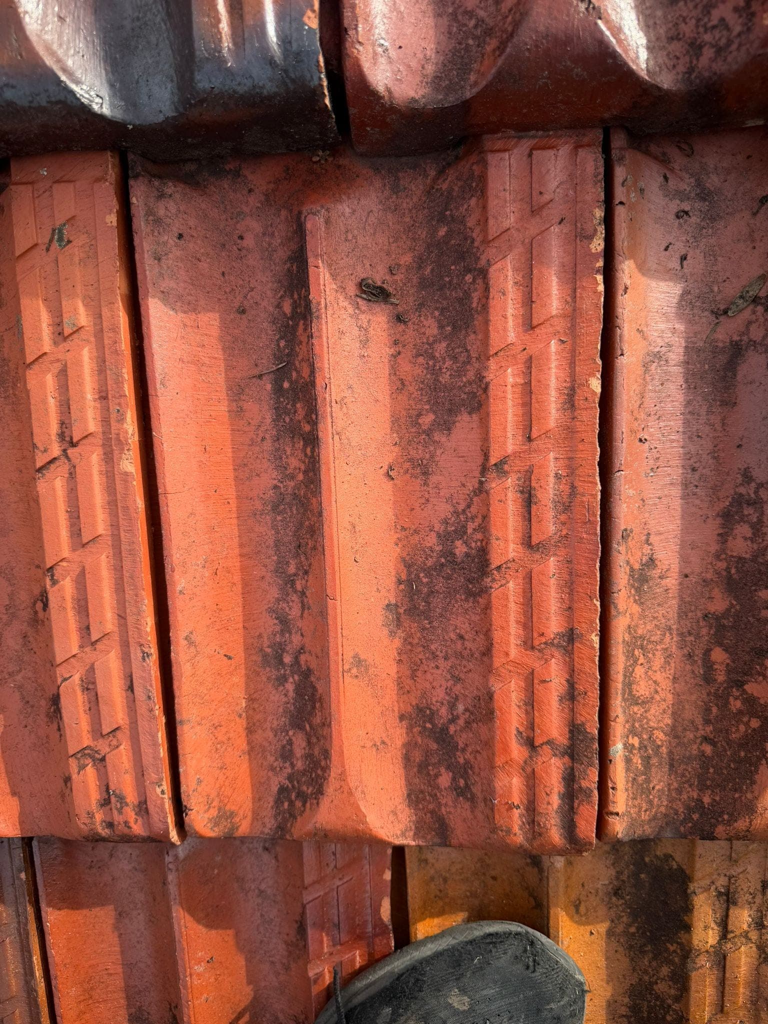 Aged terracotta tile roof with solar panels — Crown Roofers tile restoration project Epping North Shore Sydney — photo 28